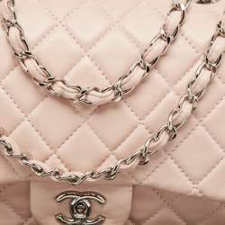 Chanel Light Pink Quilted Leather Jumbo Classic Single Flap Bag