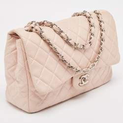 Chanel Light Pink Quilted Leather Jumbo Classic Single Flap Bag