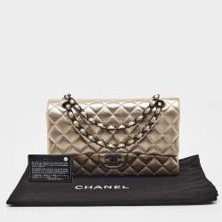 Pre Owned Chanel Gold Quilted Leather Medium Classic Double Flap Bag