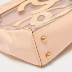 Pre Owned Chanel Pink/Peach PVC and Patent Leather Triple CC Tote
