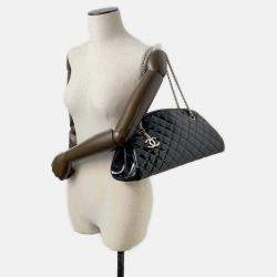 Chanel Black Patent Quilted Medium Just Mademoiselle Bowling Bag 