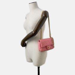 Chanel Pink Lambskin Enamel Quilted Pending CC Mini Square Flap Bag