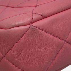 Chanel Pink Lambskin Enamel Quilted Pending CC Mini Square Flap Bag