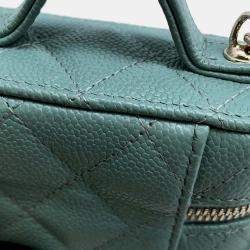 Chanel Green Caviar Leather Small Top Handle Vanity Case Bag