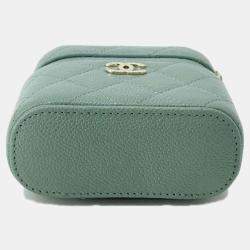 Chanel Green Caviar Leather Small Top Handle Vanity Case Bag