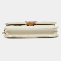 Chanel White Leather CC Flap Coin Purse on Chain