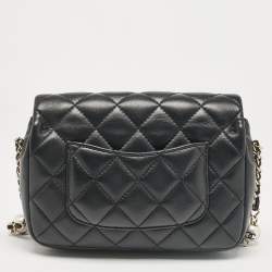 Pre Owned Chanel Black Quilted Leather My Precious Pearl Flap Bag