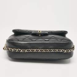 Pre Owned Chanel Black Quilted Leather My Precious Pearl Flap Bag