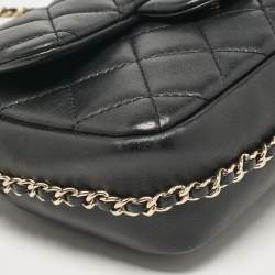 Pre Owned Chanel Black Quilted Leather My Precious Pearl Flap Bag