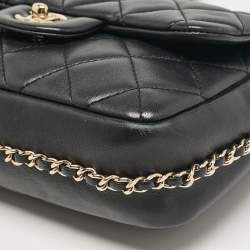 Pre Owned Chanel Black Quilted Leather My Precious Pearl Flap Bag
