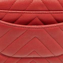 Pre Owned Chanel Brick Red Caviar Leather Mini Coco Top Handle Bag