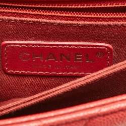 Pre Owned Chanel Brick Red Caviar Leather Mini Coco Top Handle Bag
