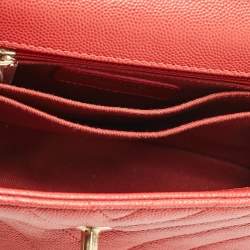 Pre Owned Chanel Brick Red Caviar Leather Mini Coco Top Handle Bag