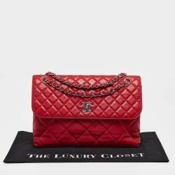 Pre Owned Chanel Red Quilted Leather In-Business Flap Bag