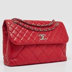 Pre Owned Chanel Red Quilted Leather In-Business Flap Bag