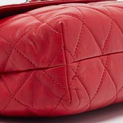 Pre Owned Chanel Red Quilted Leather In-Business Flap Bag