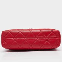 Pre Owned Chanel Red Quilted Leather In-Business Flap Bag