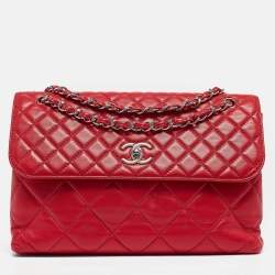 Pre Owned Chanel Red Quilted Leather In-Business Flap Bag
