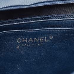 Pre Owned Chanel Navy Blue Quilted Caviar Leather Maxi Classic Single Flap Bag