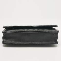 Chanel Black Quilted Leather Classic Wallet On Chain
