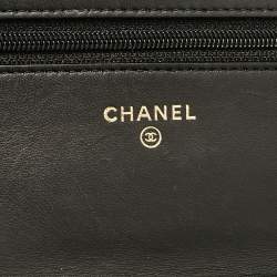 Chanel Black Quilted Leather Classic Wallet On Chain