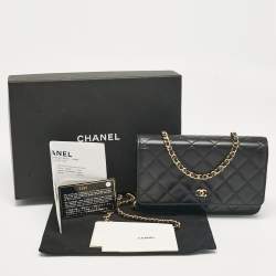 Chanel Black Quilted Leather Classic Wallet On Chain