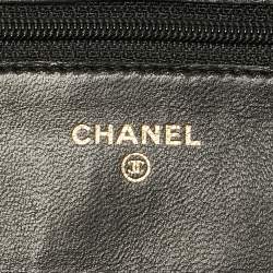 Chanel Black Quilted Leather Classic Wallet On Chain