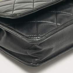 Chanel Black Quilted Leather Classic Wallet On Chain