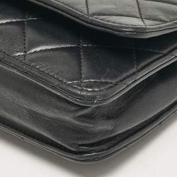 Chanel Black Quilted Leather Classic Wallet On Chain