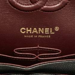 Pre Owned Chanel Black Quilted Caviar Leather Small Classic Double Flap Bag