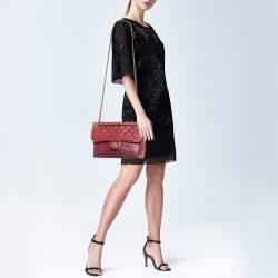 Chanel Burgundy Quilted Aged Leather and Python Large Urban Mix Flap Bag