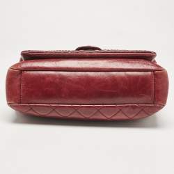 Chanel Burgundy Quilted Aged Leather and Python Large Urban Mix Flap Bag