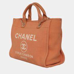 Chanel Orange Canvas Small Deauville Tote Bag