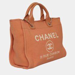 Chanel Orange Canvas Small Deauville Tote Bag
