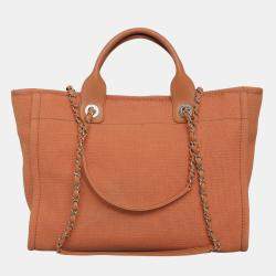 Chanel Orange Canvas Small Deauville Tote Bag