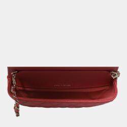 Chanel Red Caviar Leather CC Glasses Case with Chain Shoulder Bag