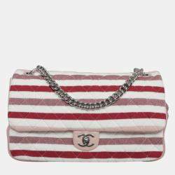 Chanel Multicolor Jersey Stripes Rope Maxi Flap Bag