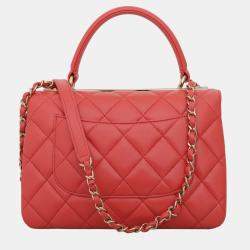 Pre Owned Chanel Coral Pink Lambskin Leather Small Trendy CC Shoulder Bag