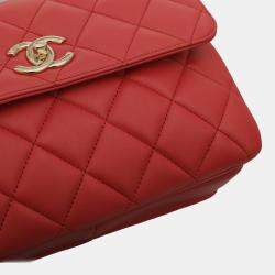 Pre Owned Chanel Coral Pink Lambskin Leather Small Trendy CC Shoulder Bag