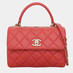 Pre Owned Chanel Coral Pink Lambskin Leather Small Trendy CC Shoulder Bag