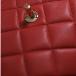Pre Owned Chanel Coral Pink Lambskin Leather Small Trendy CC Shoulder Bag