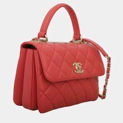 Pre Owned Chanel Coral Pink Lambskin Leather Small Trendy CC Shoulder Bag
