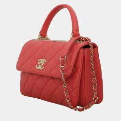 Pre Owned Chanel Coral Pink Lambskin Leather Small Trendy CC Shoulder Bag