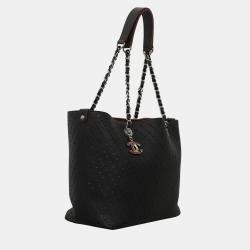 Chanel Black Caviar Perforated Leather Shopper Tote Bag