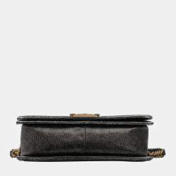 Chanel Metallic Grey Leather Medium Boy Bag