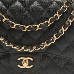 Chanel Black Caviar Leather Jumbo Classic Double Flap Bag