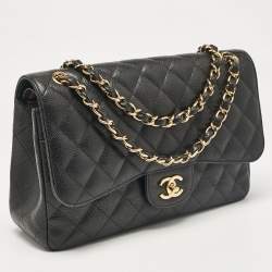 Chanel Black Caviar Leather Jumbo Classic Double Flap Bag