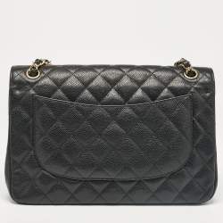 Chanel Black Caviar Leather Jumbo Classic Double Flap Bag