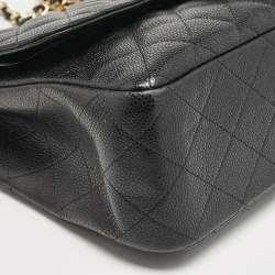 Chanel Black Caviar Leather Jumbo Classic Double Flap Bag