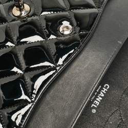 Chanel Black Quilted Patent Leather Jumbo Classic Double Flap Bag